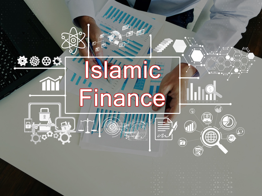 Financial concept about Islamic Finance with phrase on the page.